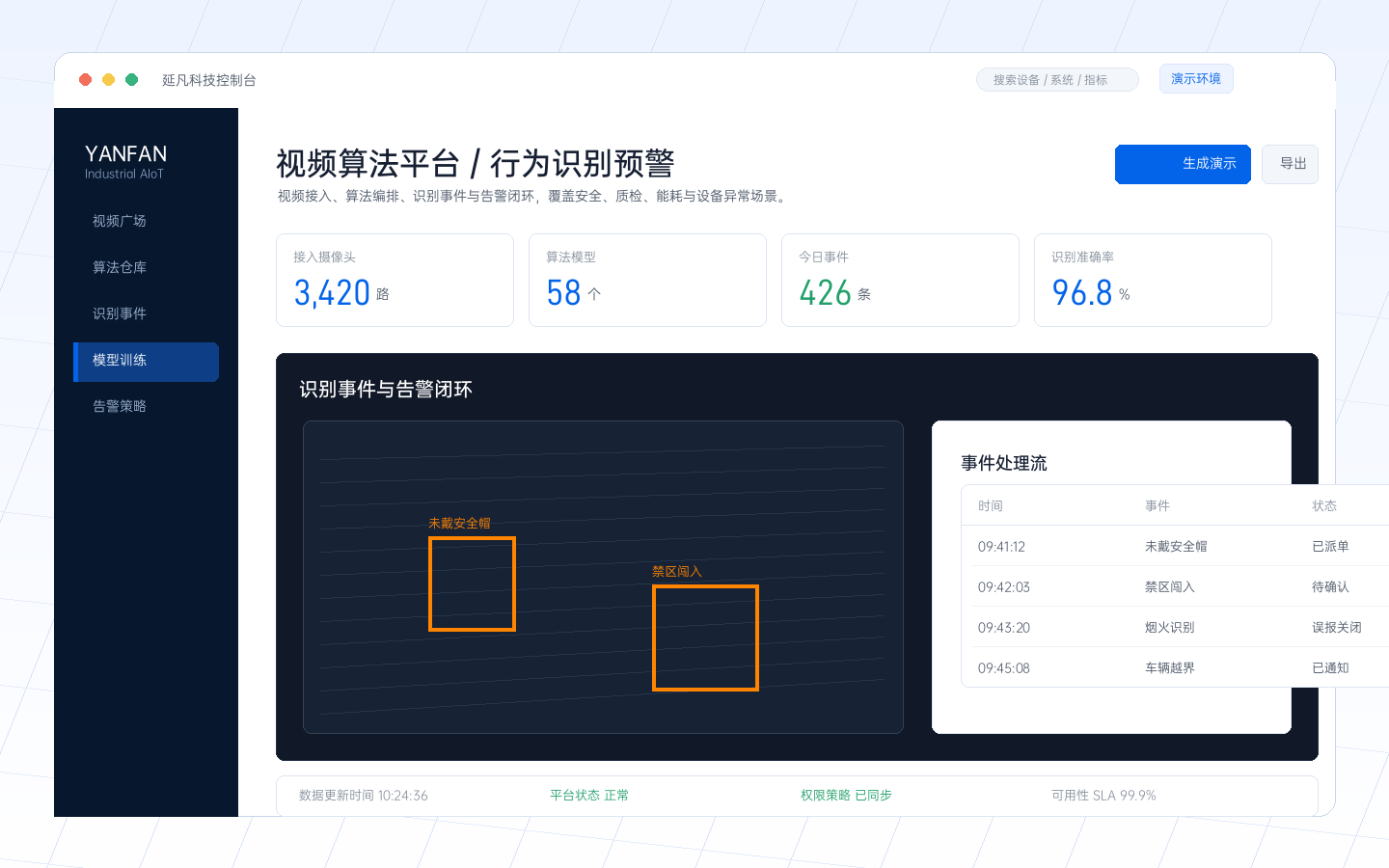 行为识别预警产品截图